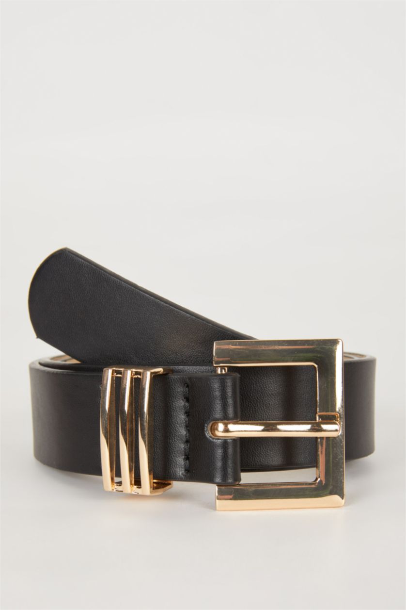 FEMME Noir Ceinture en Similicuir classique pour Femme