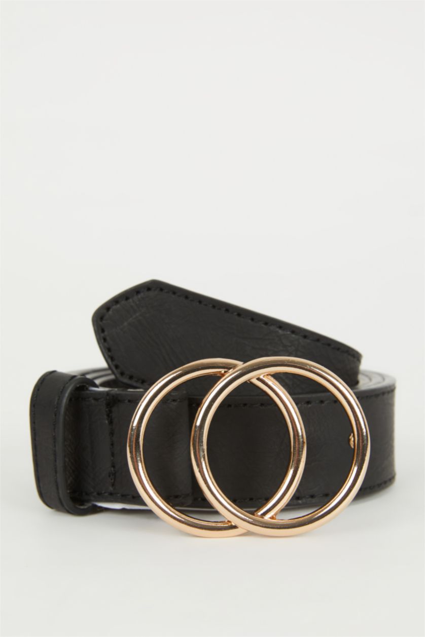 Kadın Siyah Kadın Oval Toka Suni Deri Oval Jean Kemeri