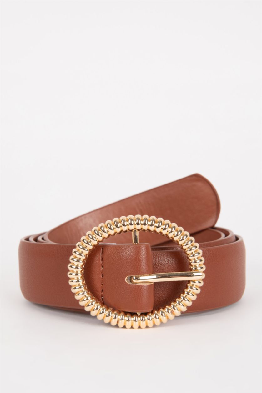 Kadın Taba Kadın Oval Toka Suni Deri Jean Kemeri