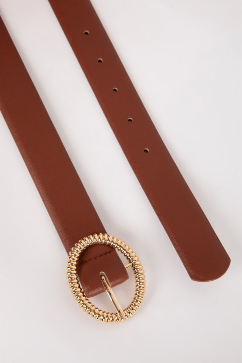 Kadın Taba Kadın Oval Toka Suni Deri Jean Kemeri