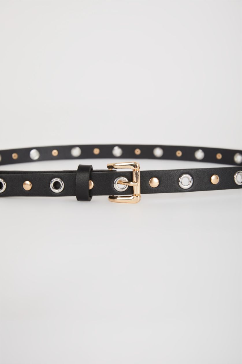 Kadın Siyah Kadın Kare Toka Suni Deri İnce Günlük Kemer