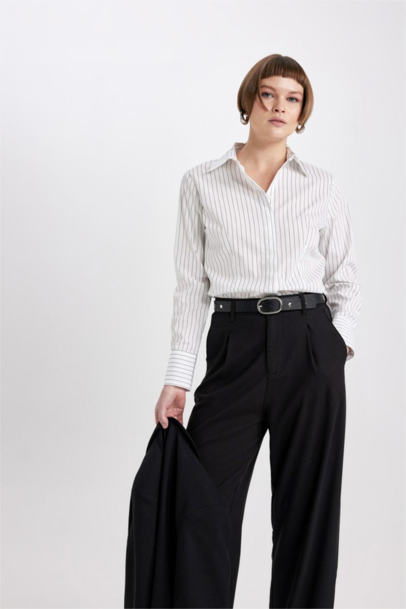 WOMAN Black Woman Oval Buckle Faux Leather Jean Belt