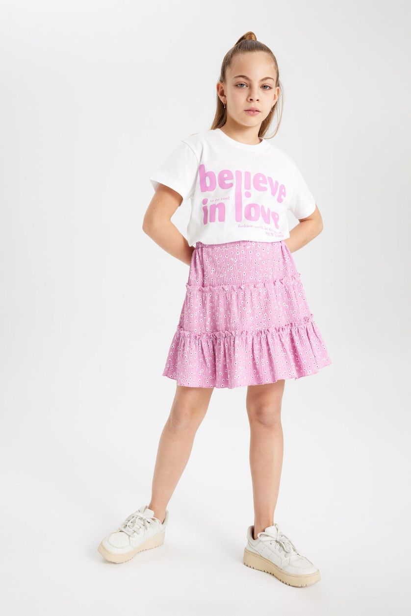 GIRLS & TEENS Pink Girl Regular Fit Knitted Skirt