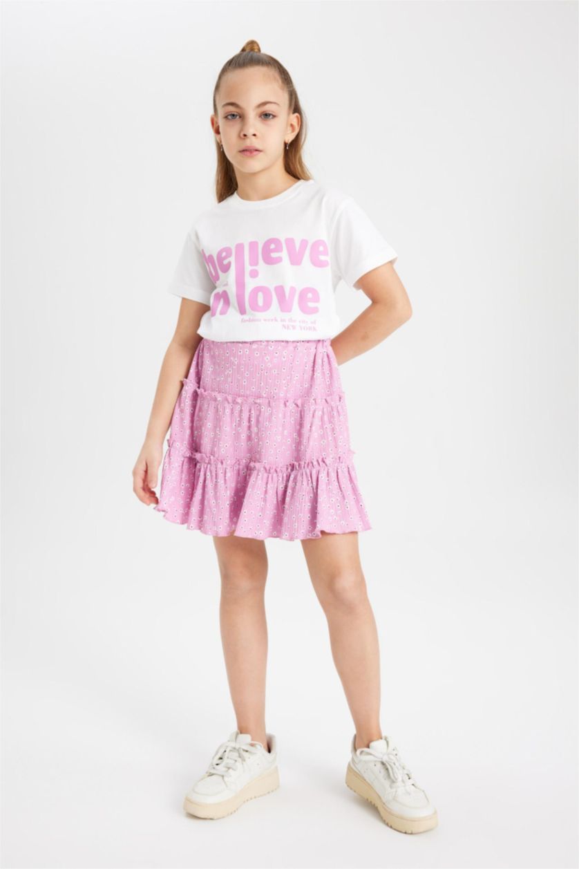 GIRLS & TEENS Pink Girl Regular Fit Knitted Skirt