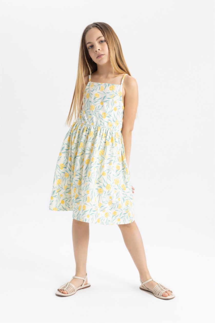 Girls & Teens Beige Regular Fit Sleeveless Knitted Dress