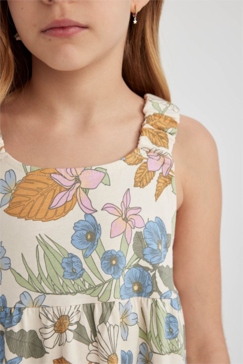 بنات حجري فاتح فستان بناتي بدون كم قصة عادية