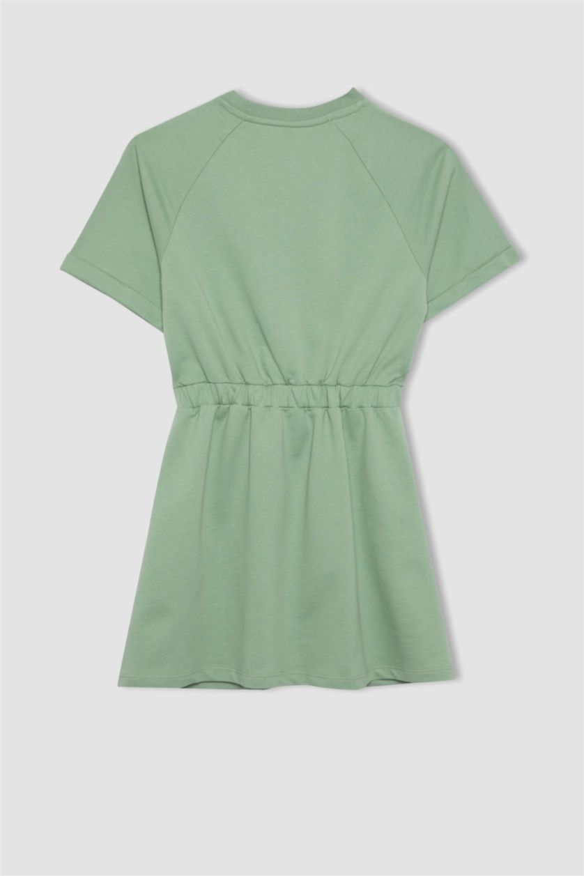 FILLES Vert Clair Robe Pull Imprimé à Manches Courtes pour Fille