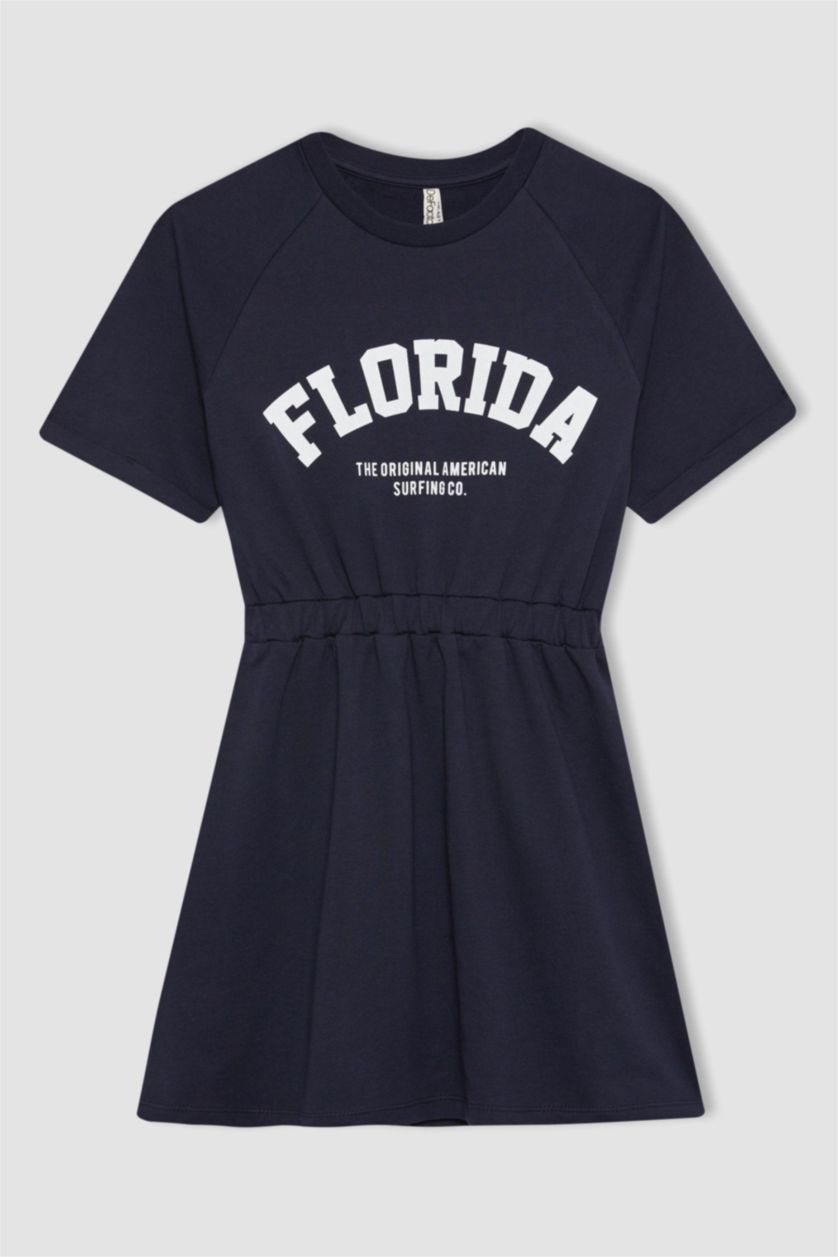 بنات كحلي فستان بناتي نص ردن قماش رقيق قصة عادية