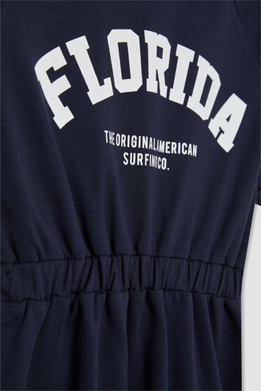 بنات كحلي فستان بناتي نص ردن قماش رقيق قصة عادية