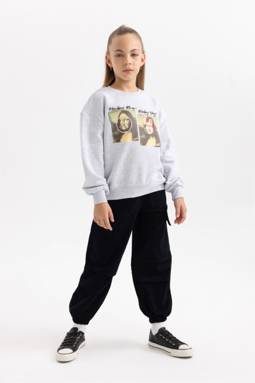 بناتي أسود بنطلون كارجو باراشوت بناتي قطن