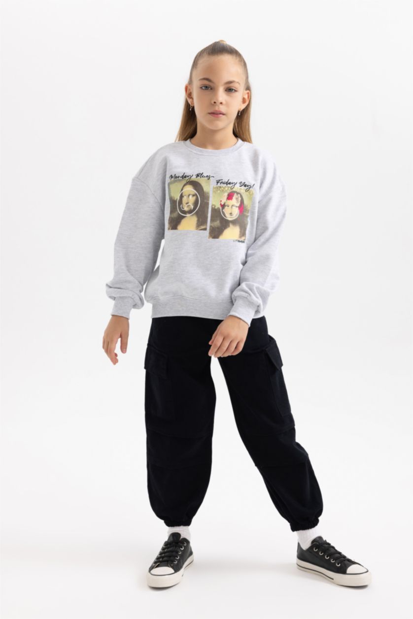 بناتي أسود بنطلون كارجو باراشوت بناتي قطن