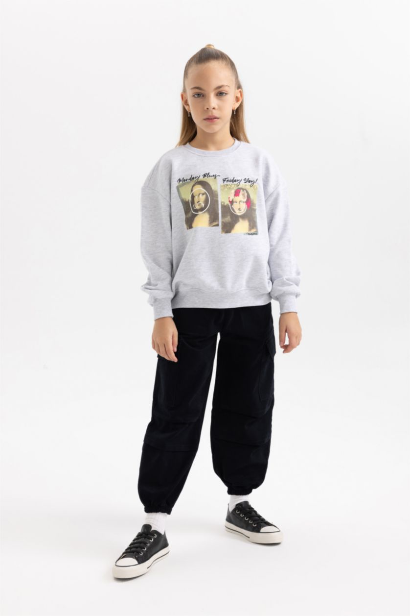 بناتي أسود بنطلون كارجو باراشوت بناتي قطن