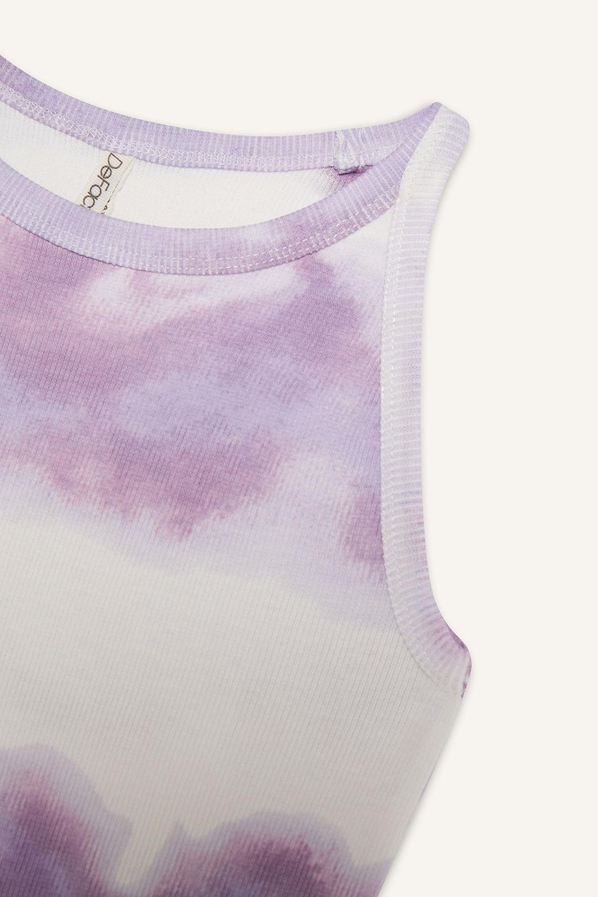 بناتي أرجواني فستان بناتي مضلع تاي داي قصة عادية