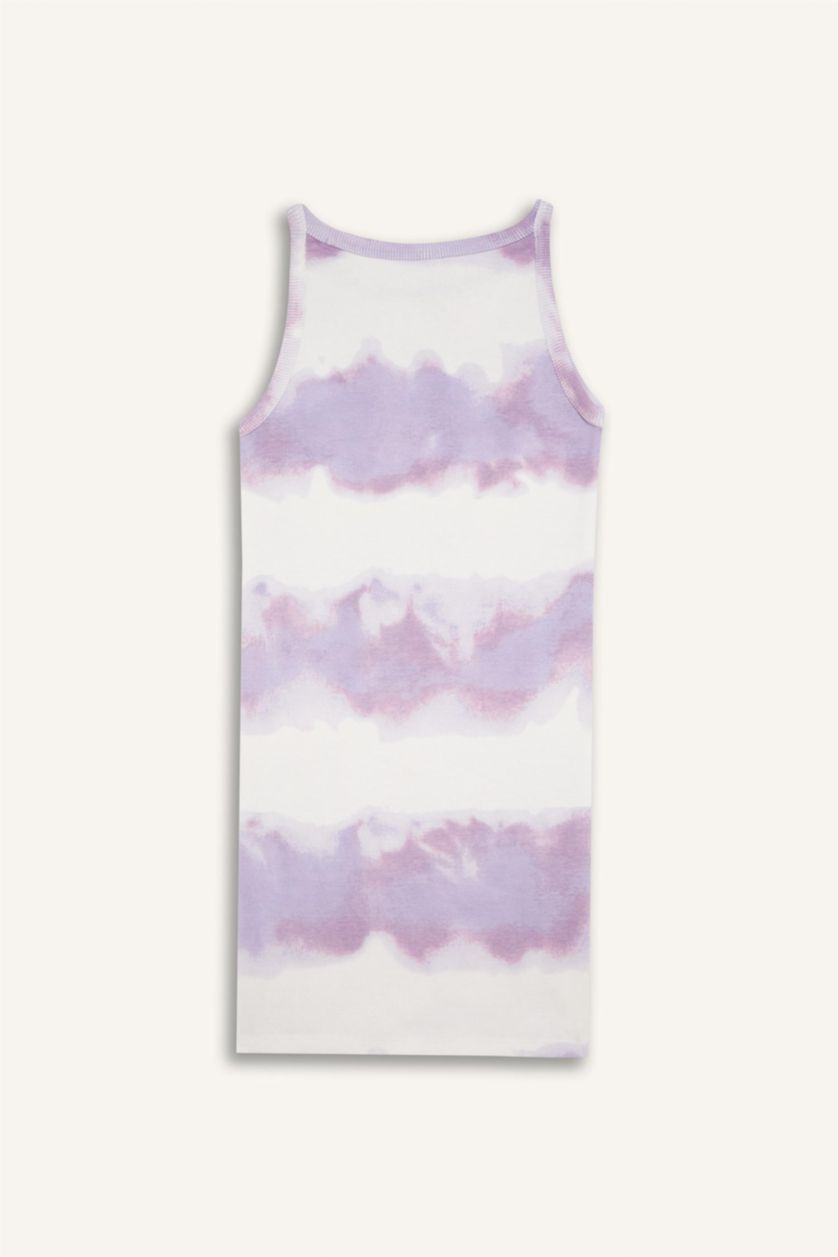 بناتي أرجواني فستان بناتي مضلع تاي داي قصة عادية