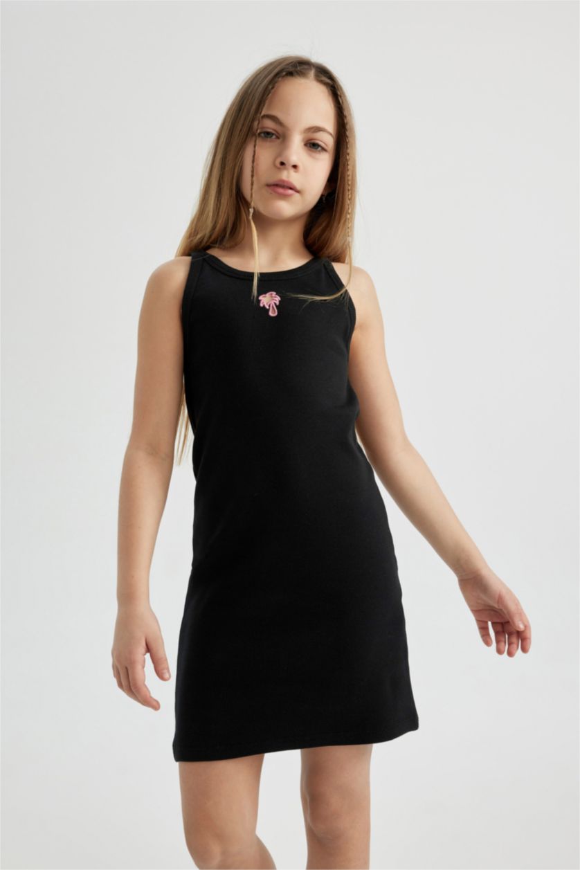 GIRLS & TEENS Black Girl Ribbed Camisole Dress