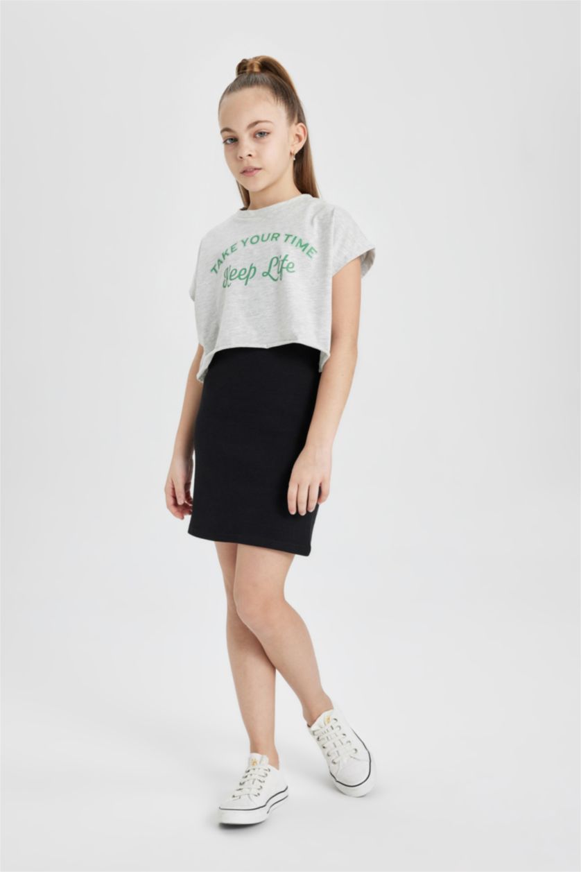 GIRLS & TEENS Black Girl Ribbed Camisole Dress