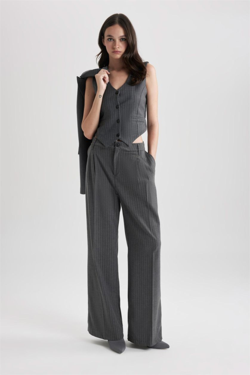 WOMAN Dark Grey Striped Vest