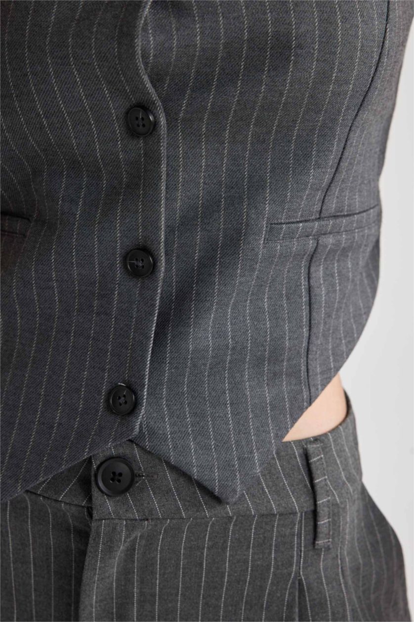 WOMAN Dark Grey Striped Vest