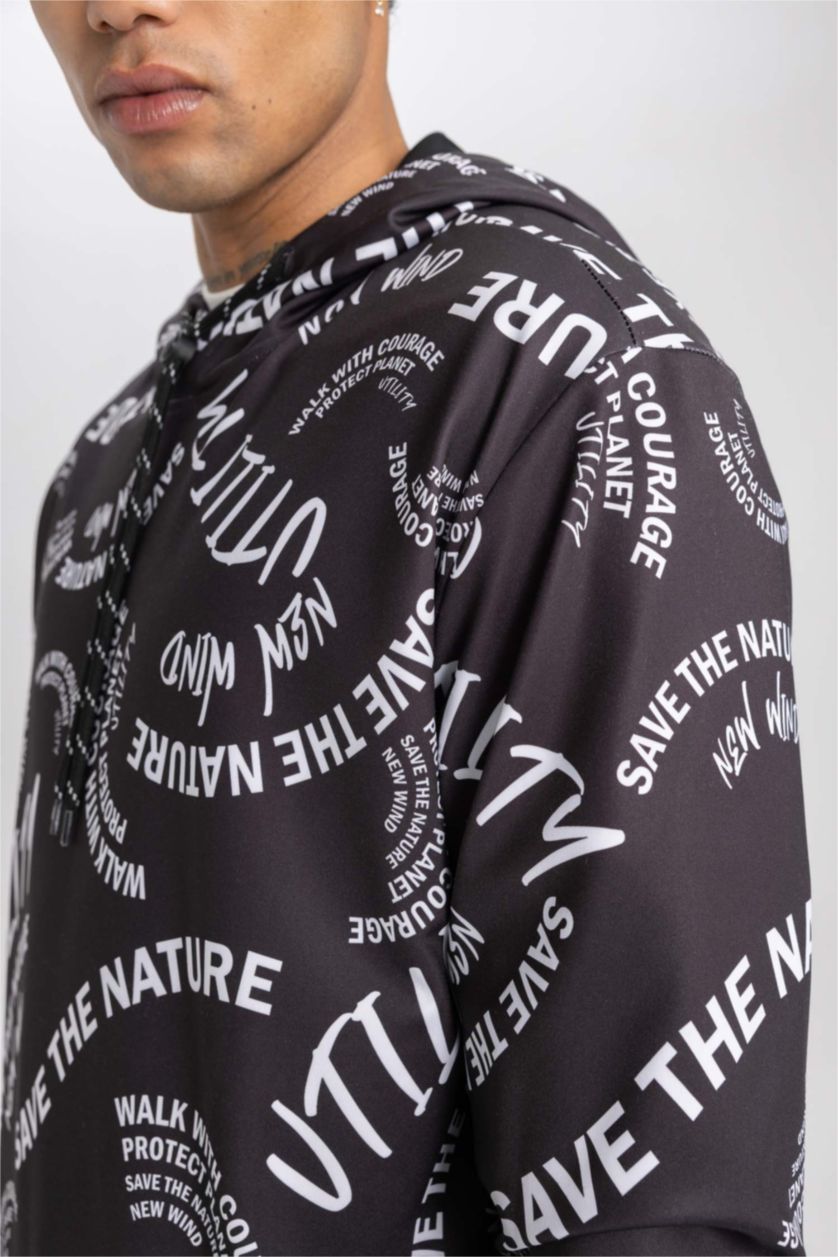 رجالي أسود هودي رياضي قصة عادية قماش سكوبا