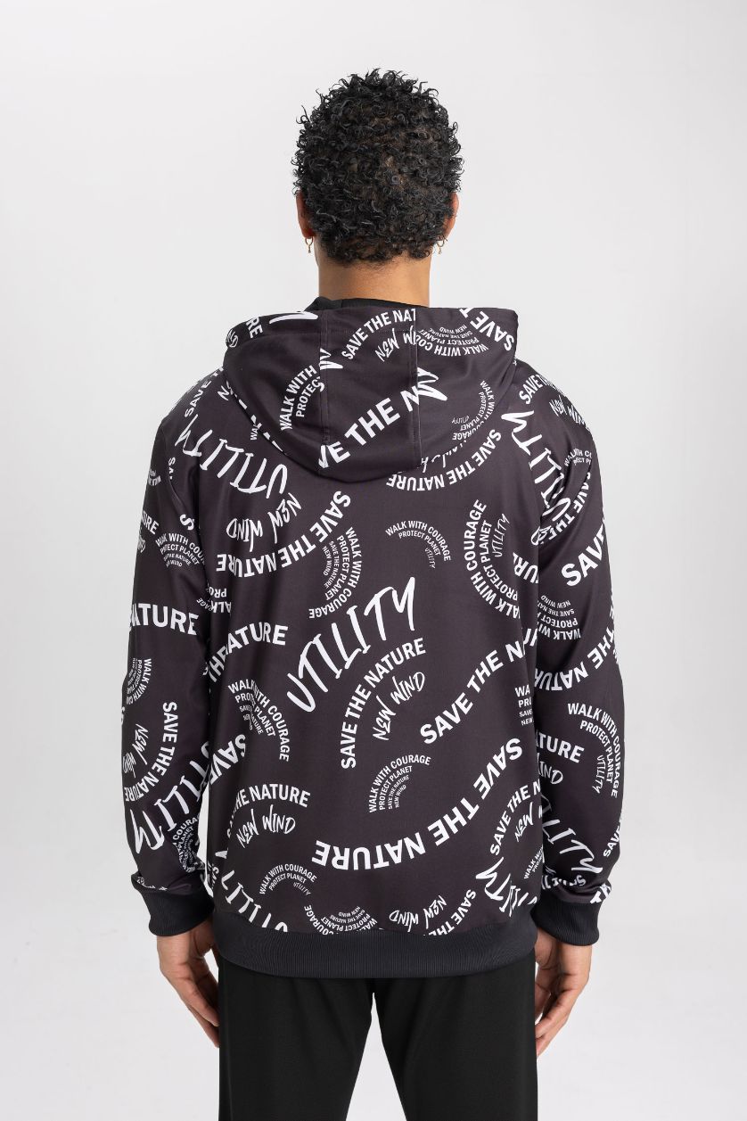 رجالي أسود هودي رياضي قصة عادية قماش سكوبا