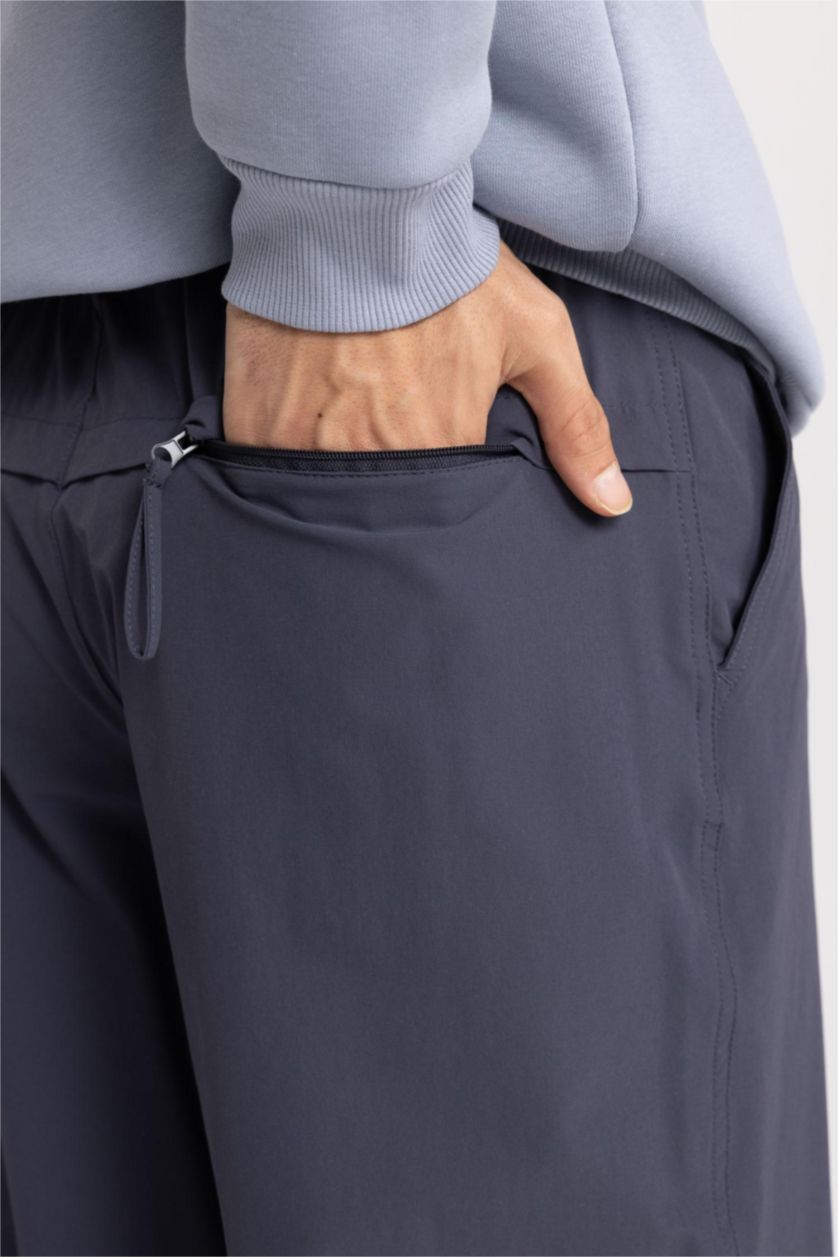 Erkek Lacivert Pantolon Relax Fit Kargo Cepli Beli Paçası Lastikli