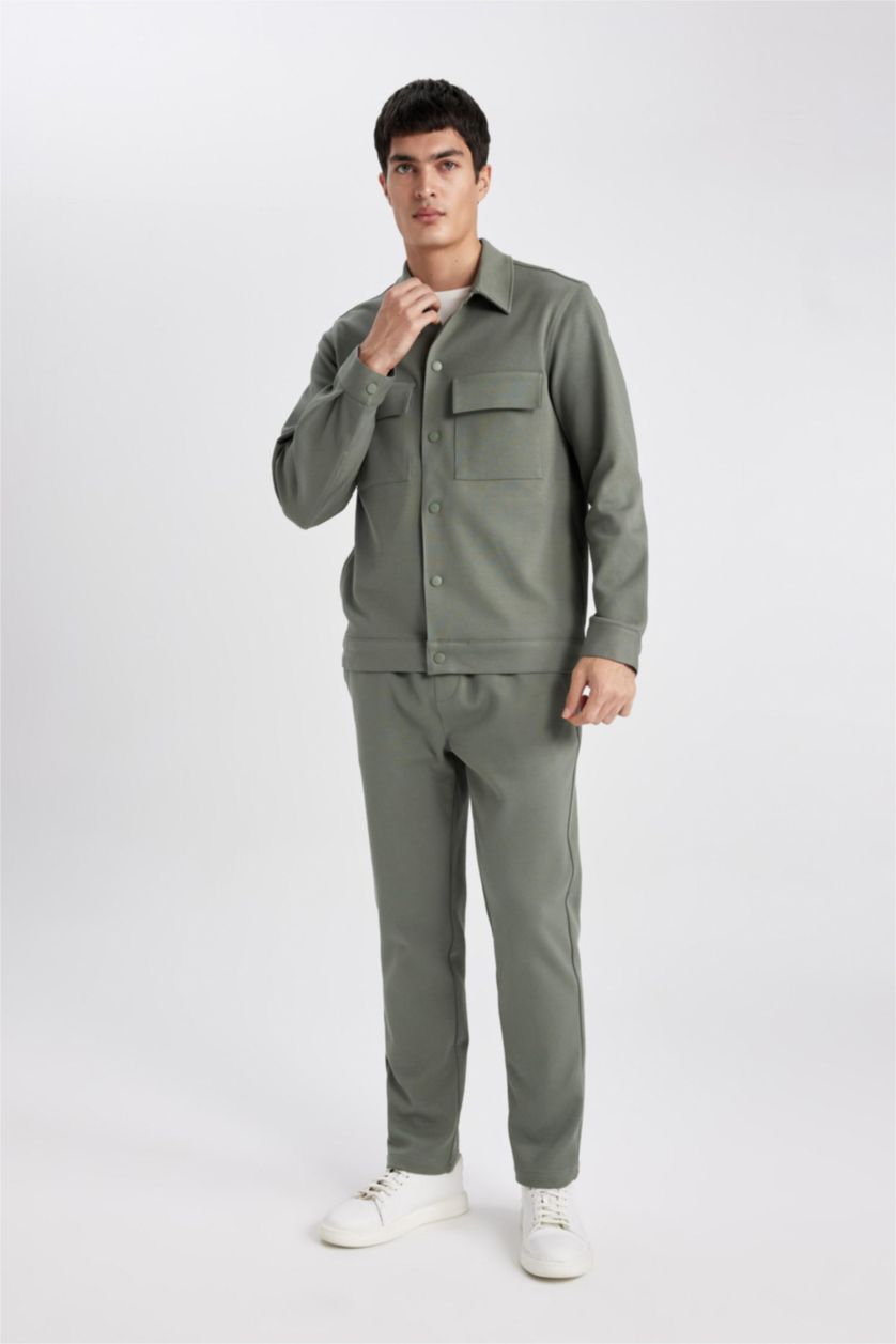 Erkek Haki Yazlık Jogger Pantolon Relax Fit Rahat Kesim Düz Paça Cepli Beli Bağcıklı