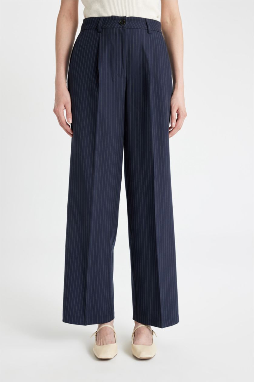 WOMAN NAVY High Waist Wide Leg Trousers