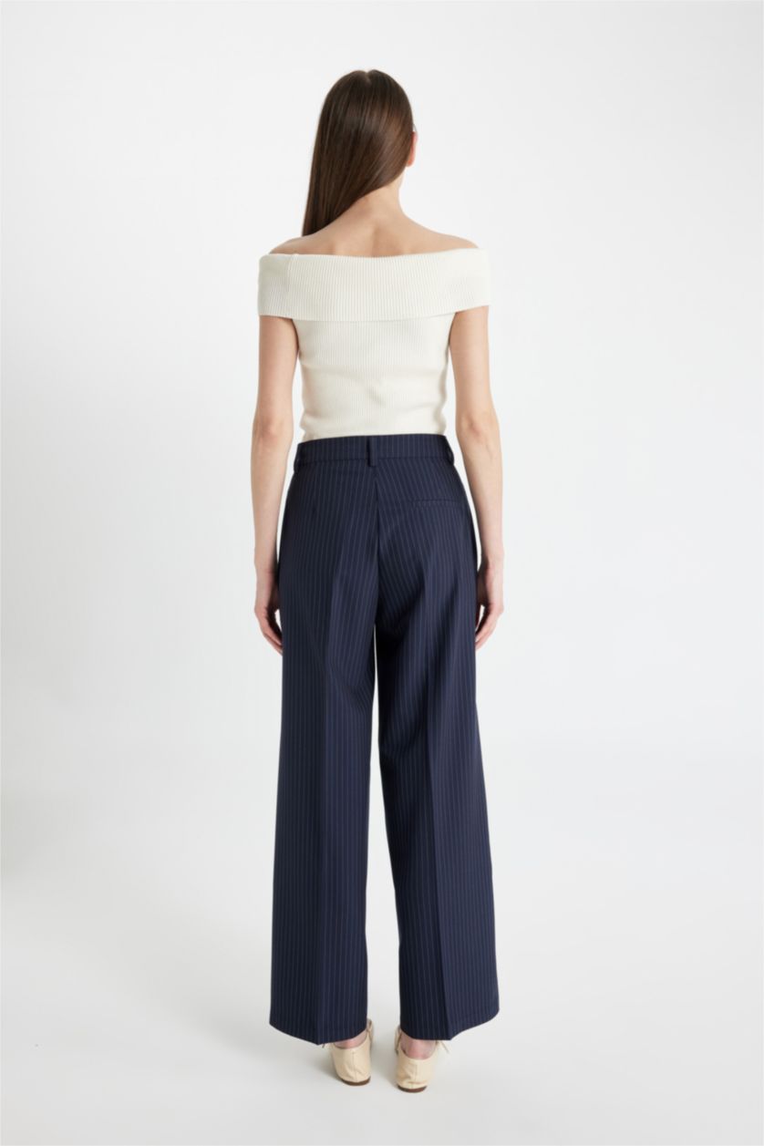 WOMAN NAVY High Waist Wide Leg Trousers