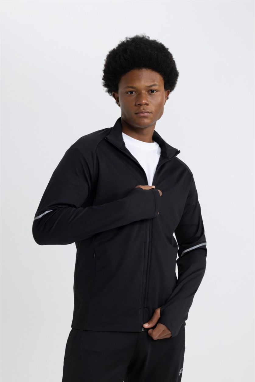 Ерлер қара слим пішімі биік жаға скуба Кардиган