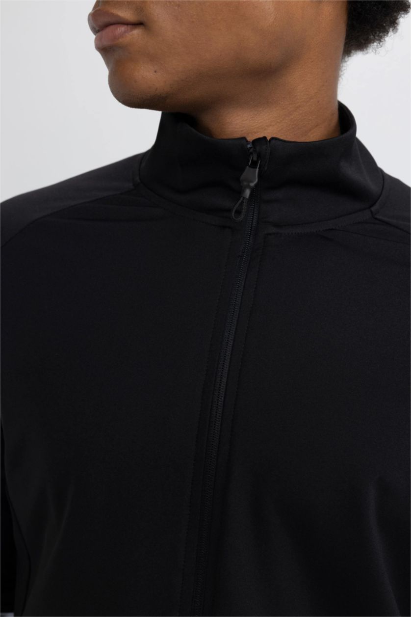 Ерлер қара слим пішімі биік жаға скуба Кардиган