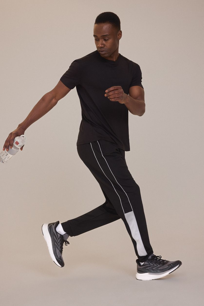 Erkek Siyah Sporcu Standart Fit Jogger Eşofman Altı İçi Yumuşak Tüylü Skuba Dalgıç Kumaş