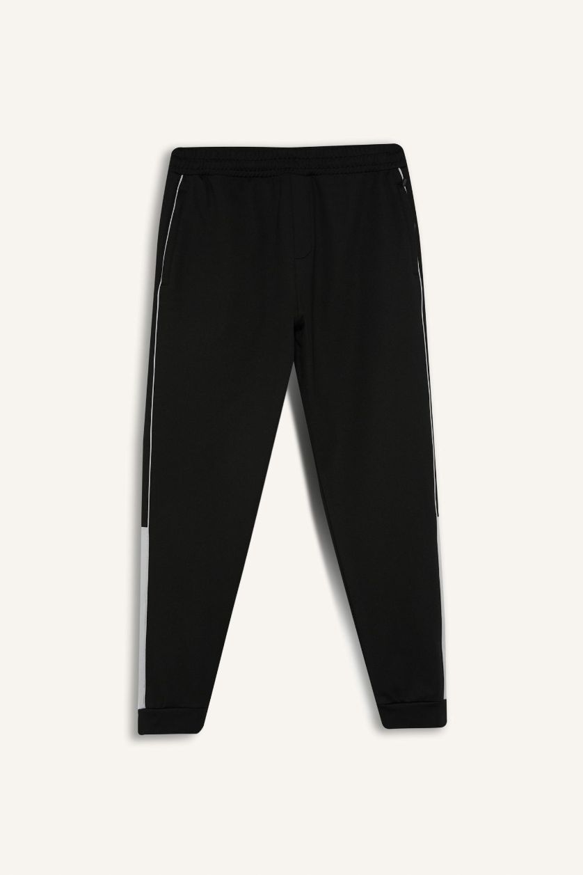 Erkek Siyah Sporcu Standart Fit Jogger Eşofman Altı İçi Yumuşak Tüylü Skuba Dalgıç Kumaş