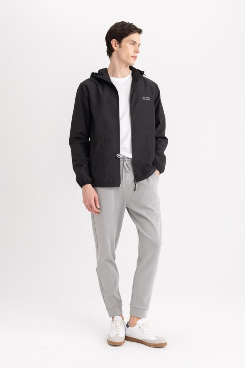 MAN Grey Slim Fit Rib Hem Trousers