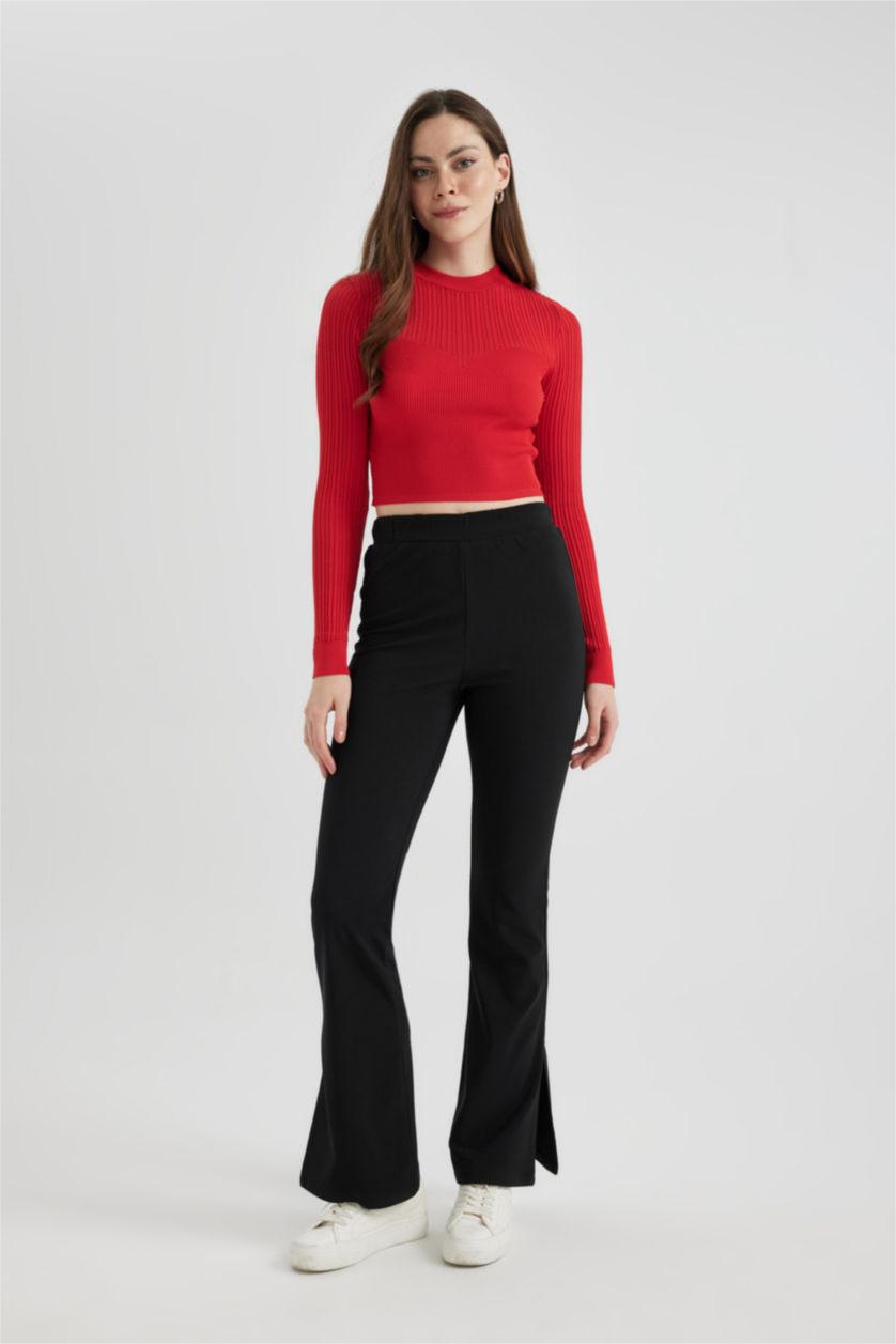 Woman Black Flare High Waist Leggings