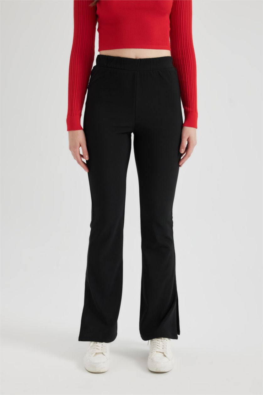 Woman Black Flare High Waist Leggings