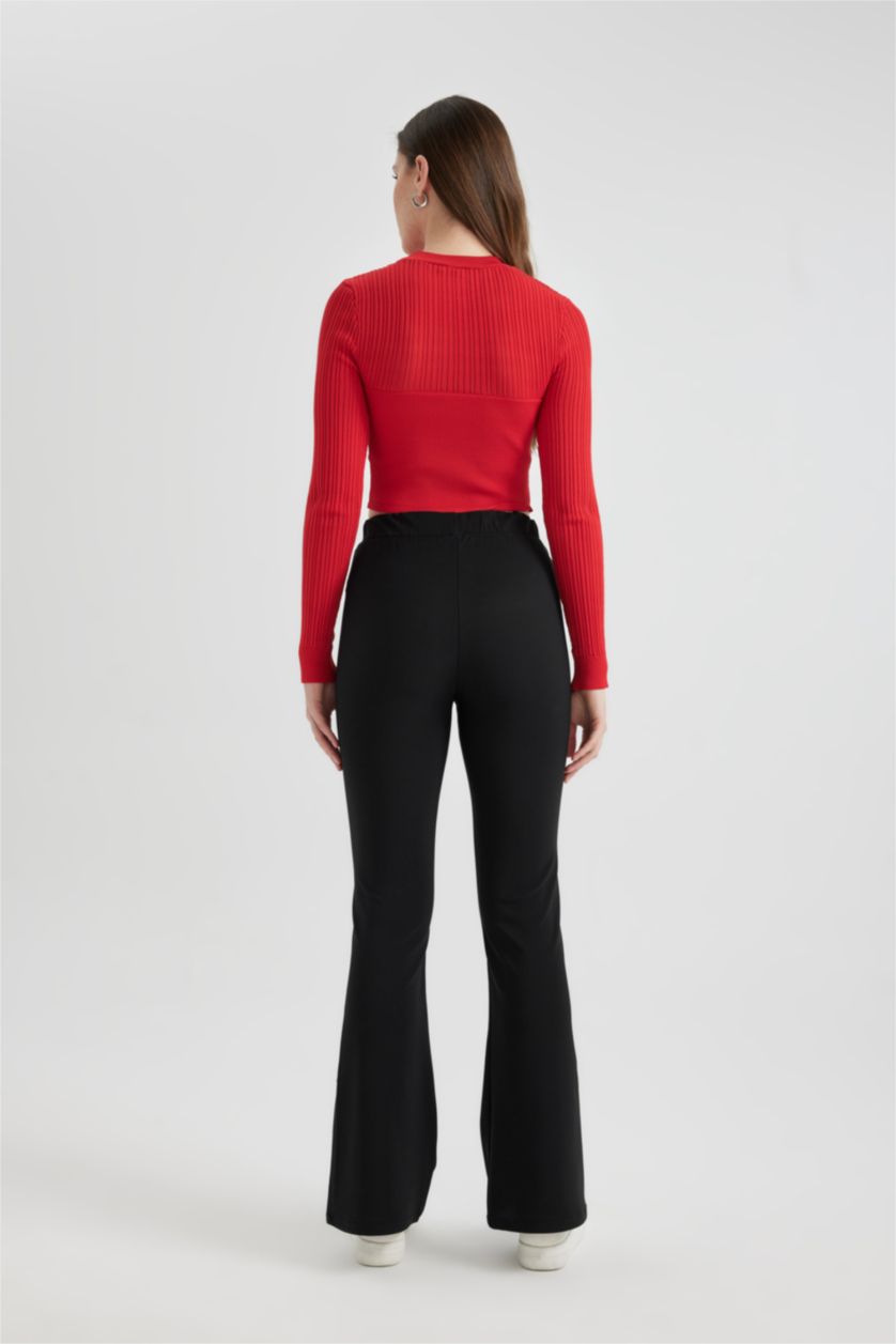 Woman Black Flare High Waist Leggings