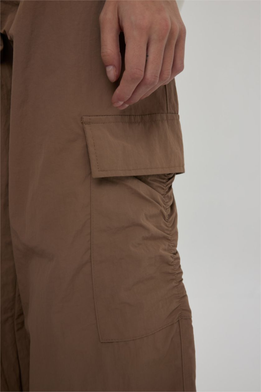 WOMAN Light Brown Parachute With Cargo Pocket Trousers