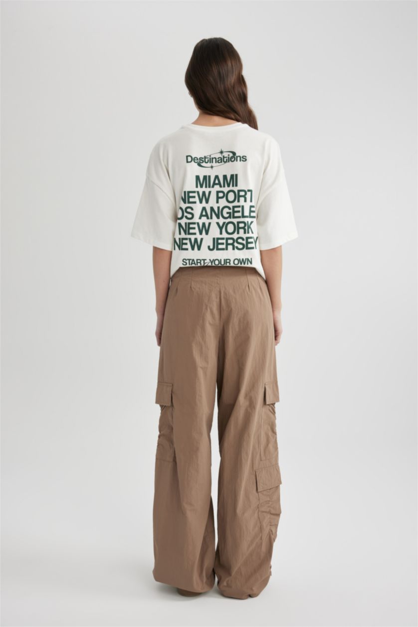 WOMAN Light Brown Parachute With Cargo Pocket Trousers