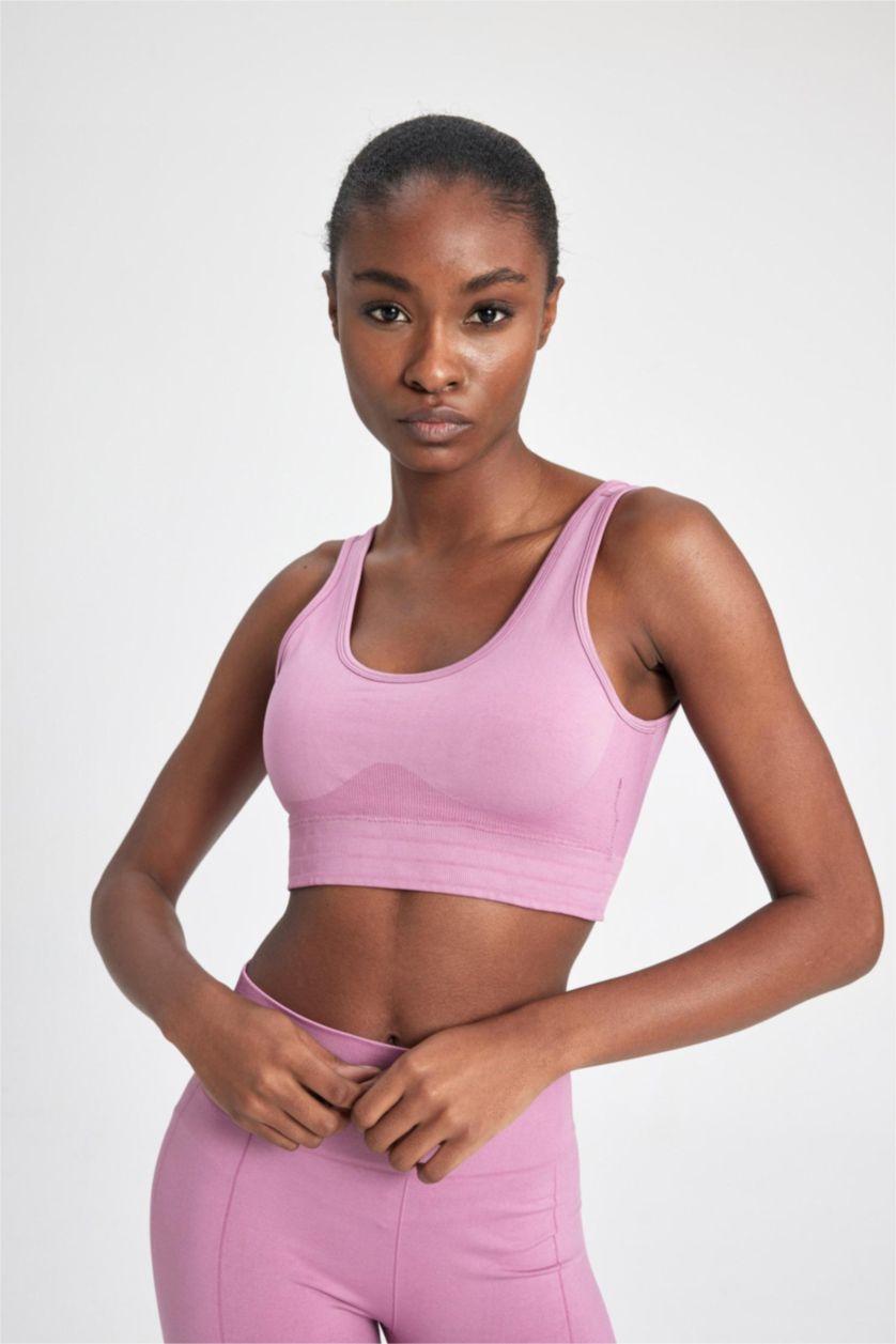 Kadın Açık Mor Bisiklet Yaka Sporcu Seamless Bra