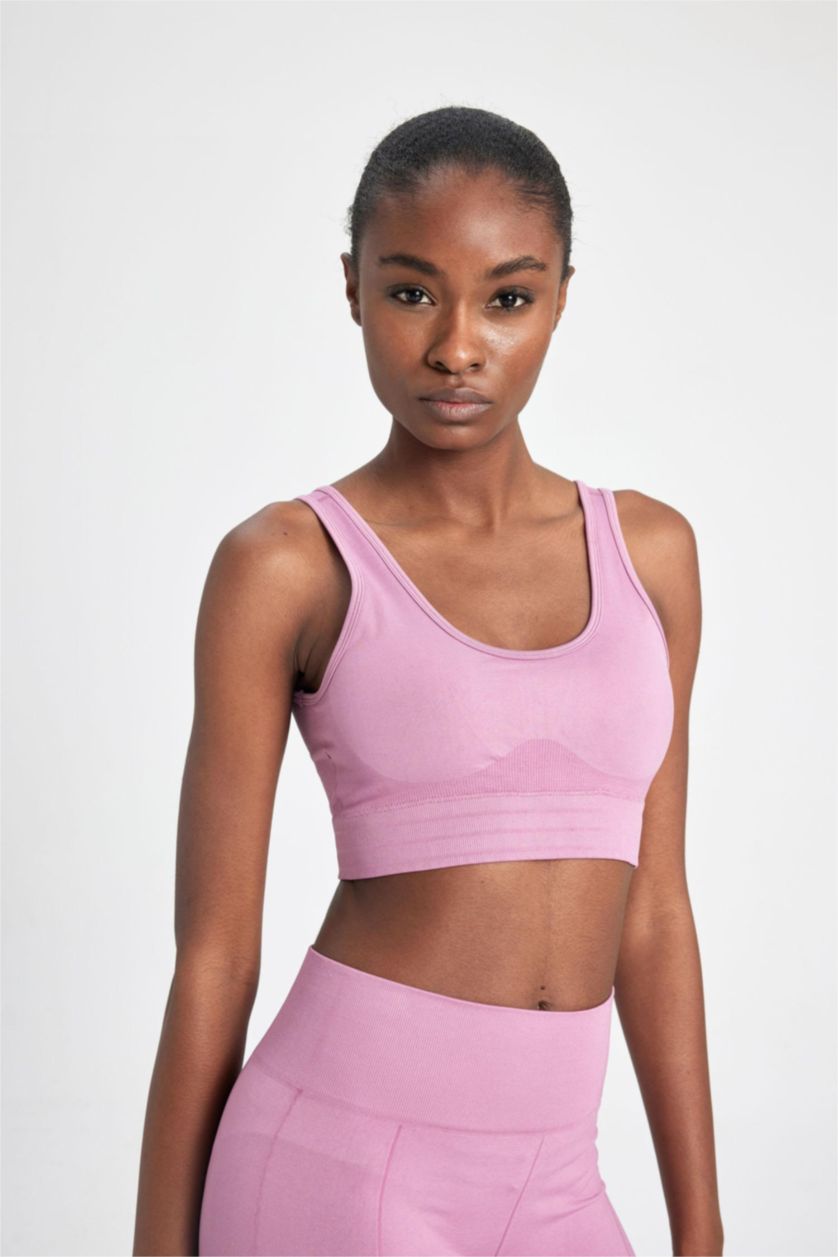 Kadın Açık Mor Bisiklet Yaka Sporcu Seamless Bra