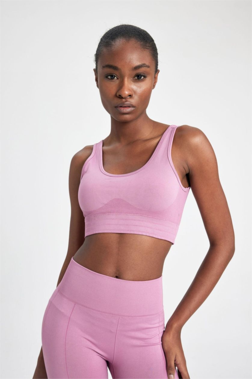 Kadın Açık Mor Bisiklet Yaka Sporcu Seamless Bra