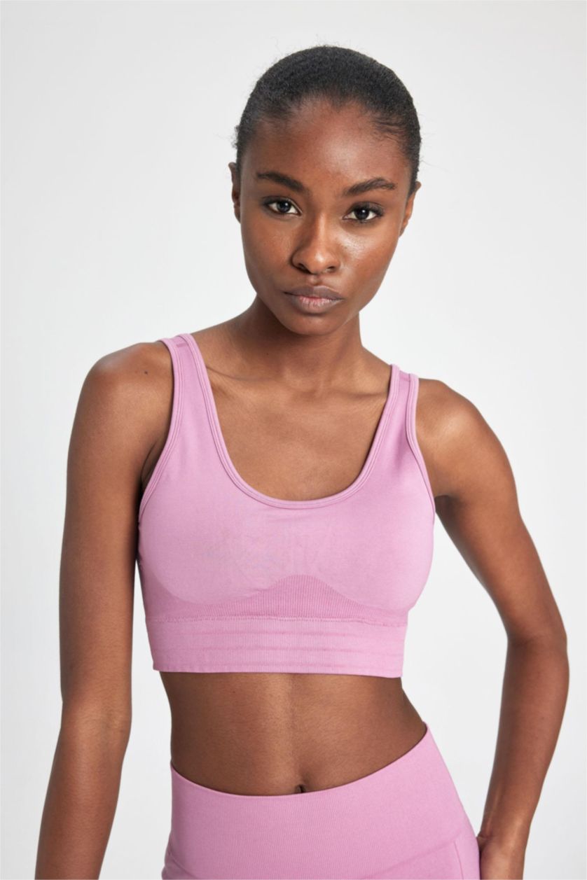 Kadın Açık Mor Bisiklet Yaka Sporcu Seamless Bra