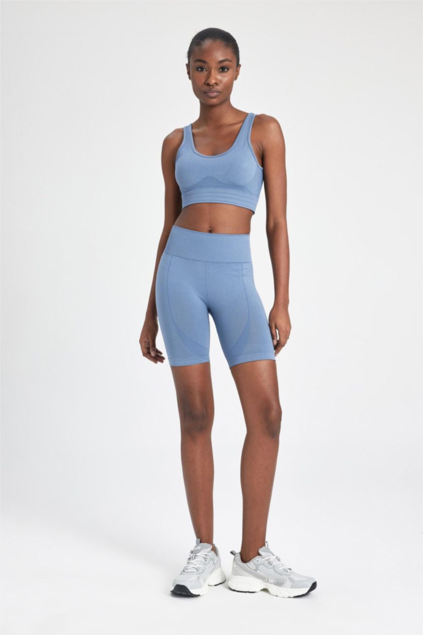 نساء أزرق ستريج قصير بدون خياطة من DeFactoFit
