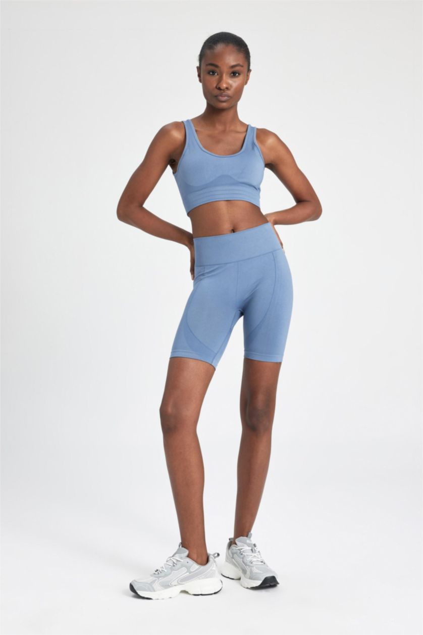 نساء أزرق ستريج قصير بدون خياطة من DeFactoFit
