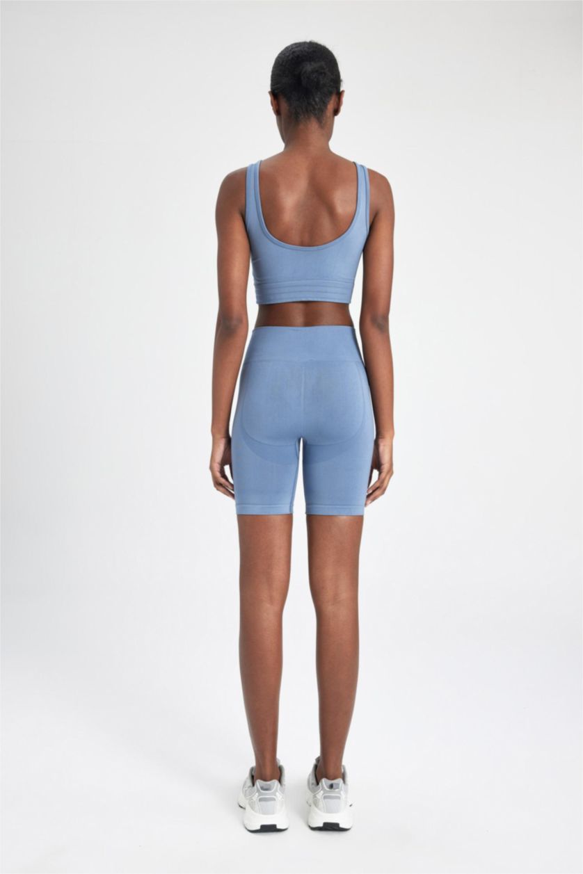 نساء أزرق ستريج قصير بدون خياطة من DeFactoFit