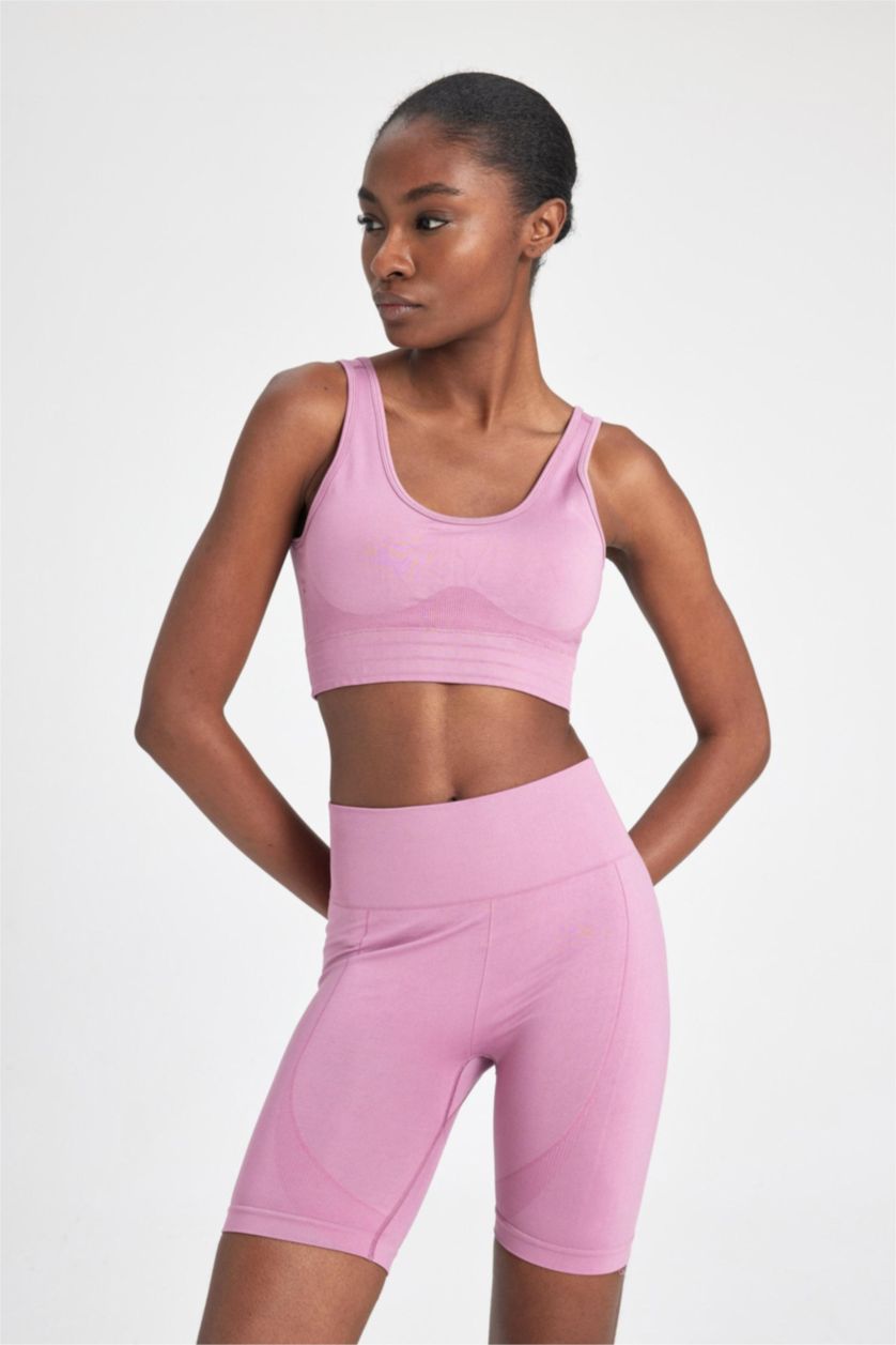 Kadın Açık Mor Bıker Beli Saran Seamless Sporcu Biker