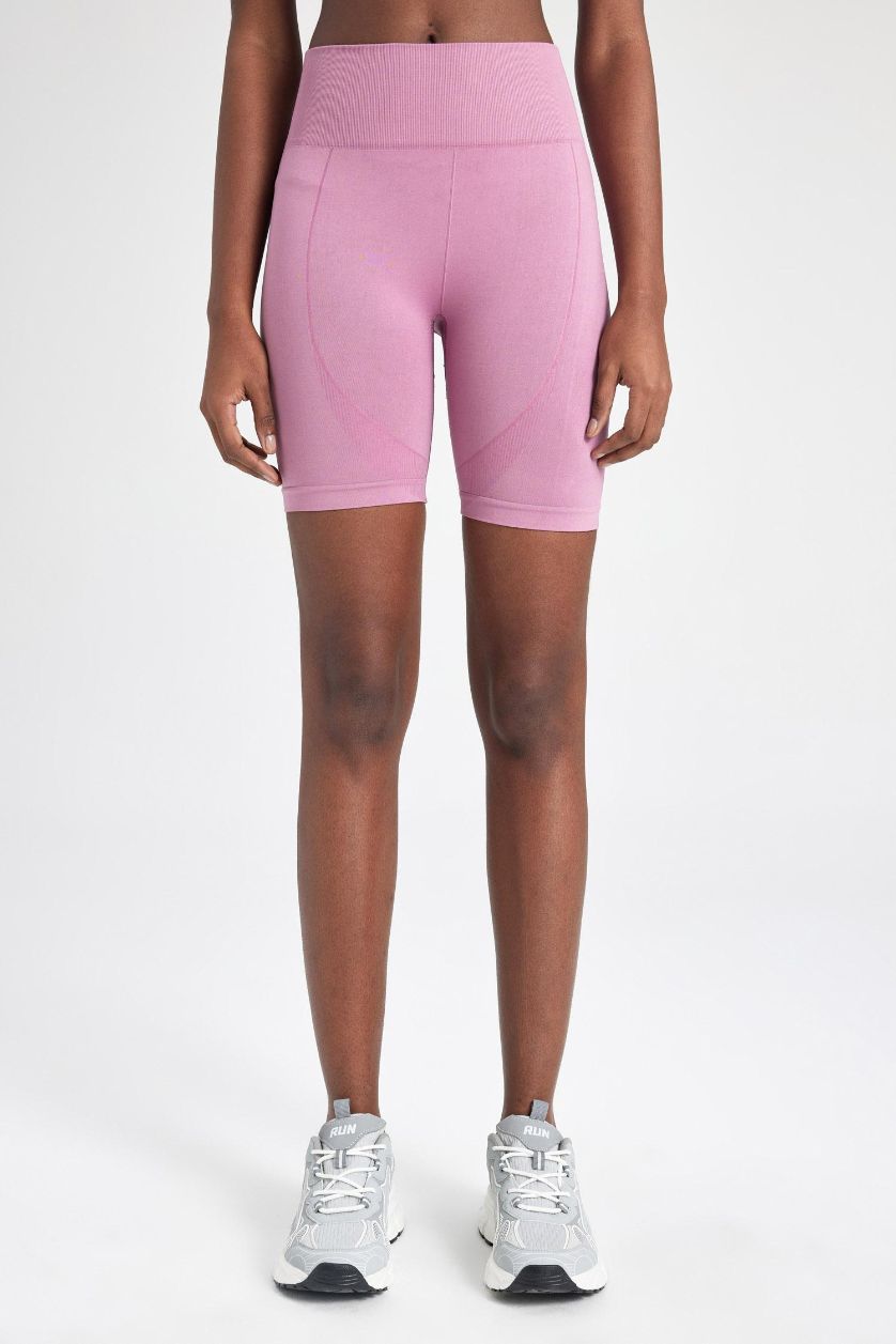 Kadın Açık Mor Bıker Beli Saran Seamless Sporcu Biker