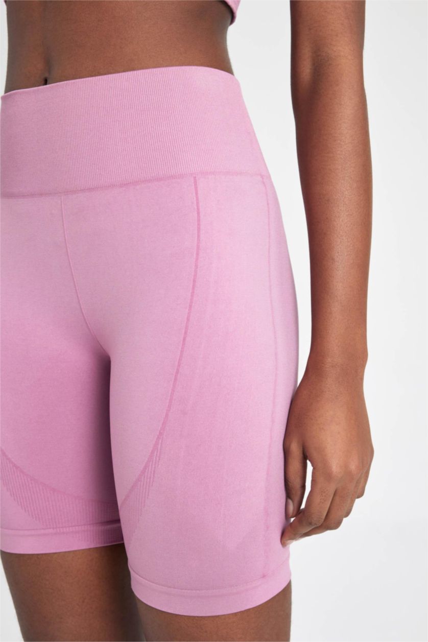 Kadın Açık Mor Bıker Beli Saran Seamless Sporcu Biker