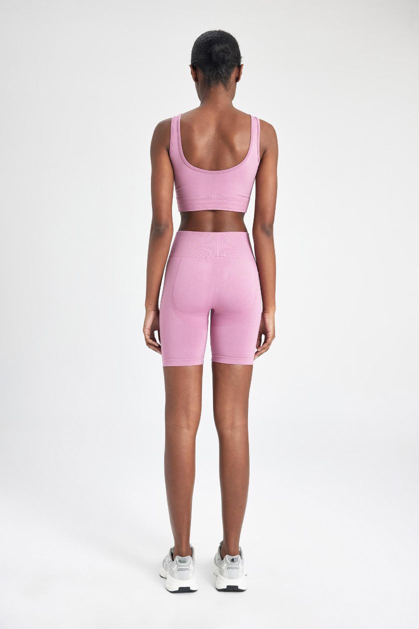Kadın Açık Mor Bıker Beli Saran Seamless Sporcu Biker