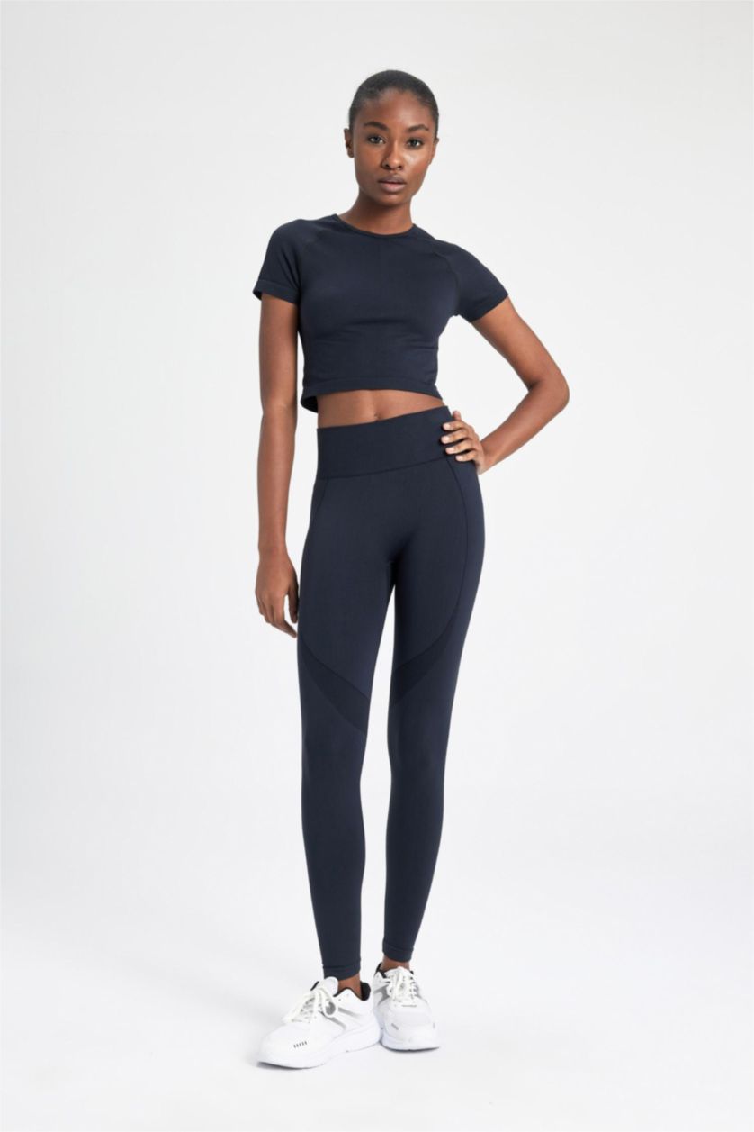 FEMME Noir Legging de sport sans couture ajusté à la taille de DeFactoFit